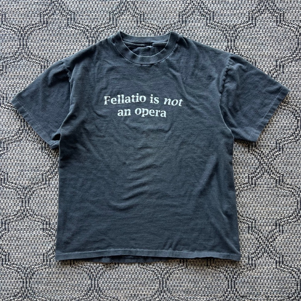 Vintage Humour T-Shirt Men Large Black Faded Fellatio Fidelio Beethoven Parody